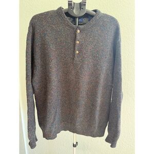 Pendleton Multicolor Speckled Brown Crewneck Henley Sweater